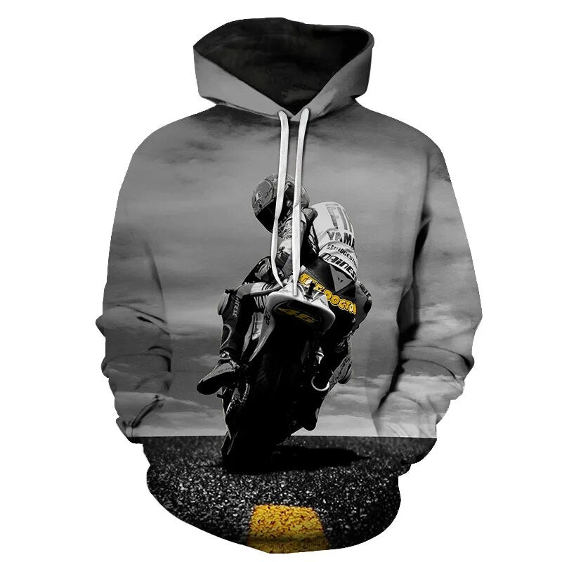 2022 Fashion Men's 3d Hoodie Women's Hooded Sweatshirt Printed Motorcycle Outdoor Casual Sportswear Oversized Hoodie